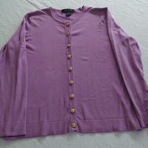 C'est city orchid purple cardigan minimal gold buttons large